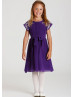 Purple Chiffon Lace Appliques Boho Beach Flower Girl Dress
